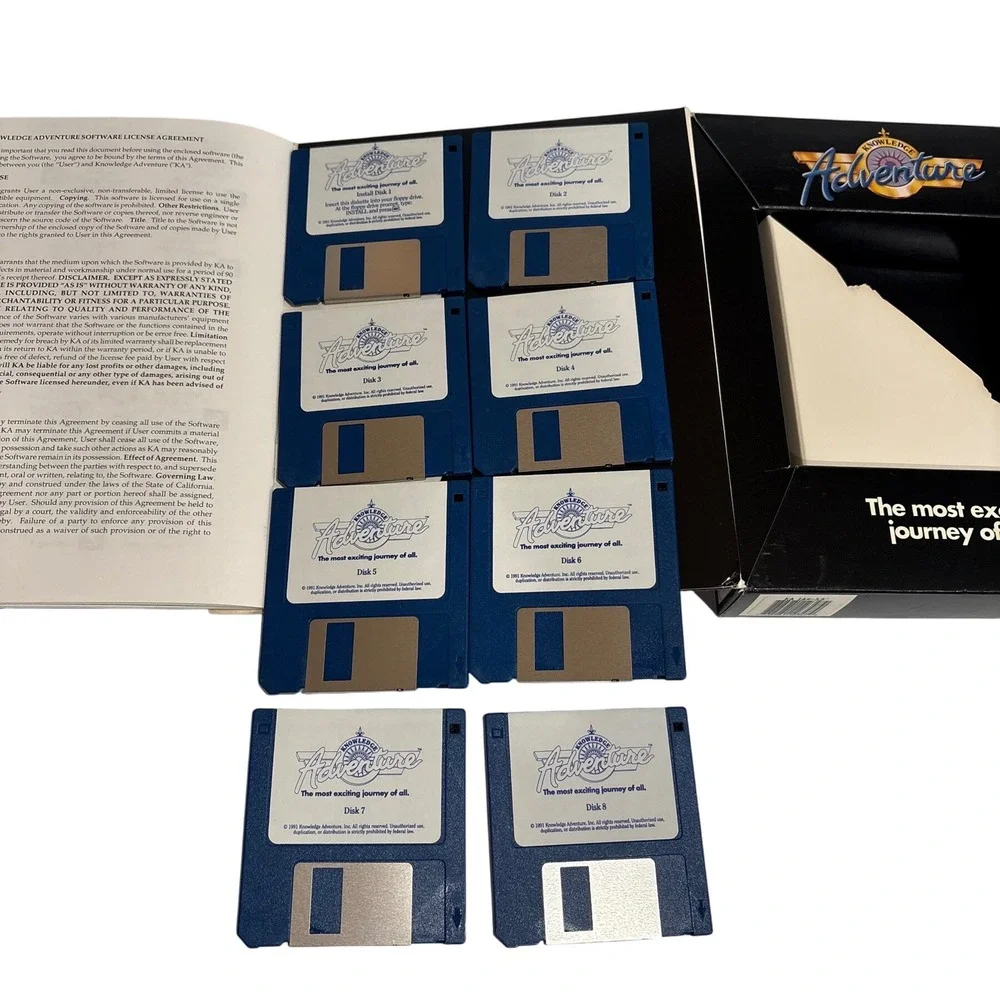 1990s Knowledge Adventure Educational Software CD ROM 8 Disks Vintage PC‎ Game